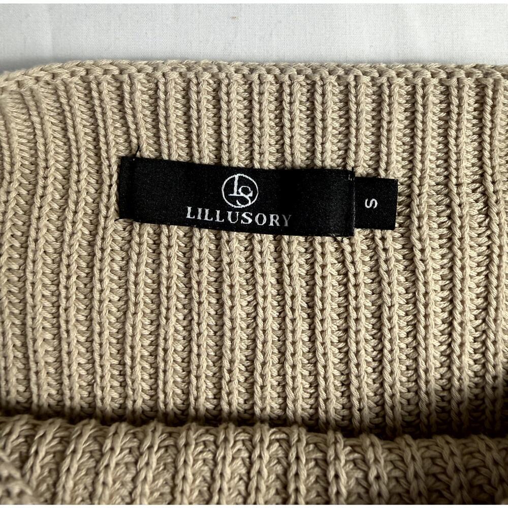 Lillusory women Tan Knit 100% cotton Sleeveless Sweater Size Medium - Picture 2 of 6